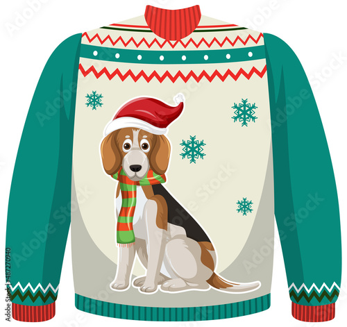 Christmas sweater with beagle pattern