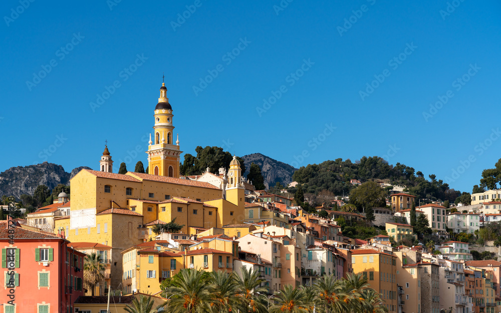 panoramic view of Menton on the French Riviera, Cote D Azur, France