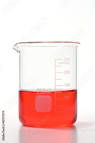 Beaker with red liquid