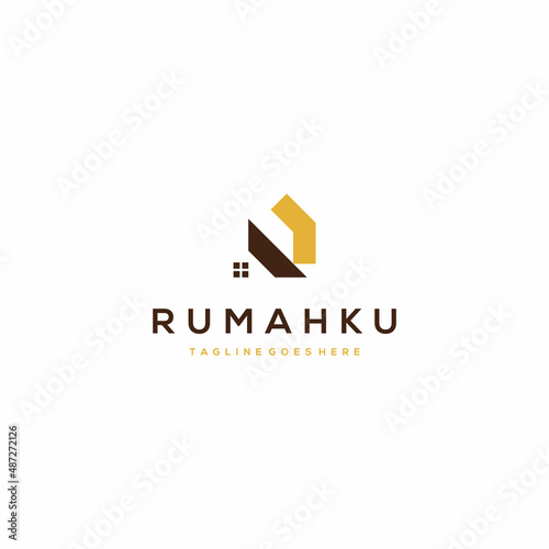 Free Download Letter R Monogram Initials with Growth Arrow and House Logo Design - GFXLoad