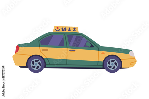 Fototapeta Naklejka Na Ścianę i Meble -  Chinese Taxi or Cab as Vehicle for Hire Vector Illustration