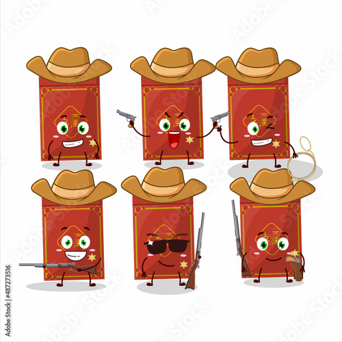 Cool cowboy red packets chinese cartoon character with a cute hat