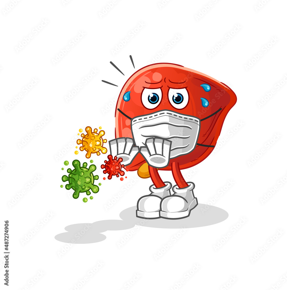 liver refuse viruses cartoon. cartoon mascot vector