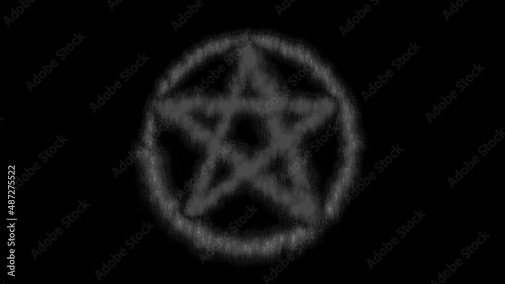 Pentagram animation in circle, black and white sparkling symbol on ...