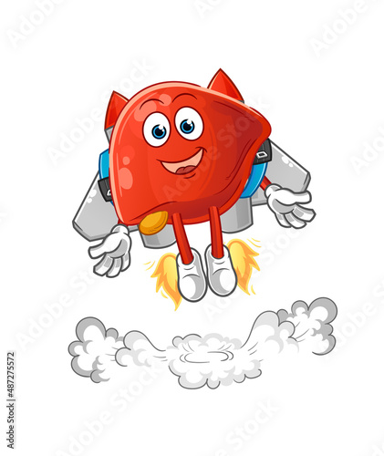 liver with jetpack mascot. cartoon vector