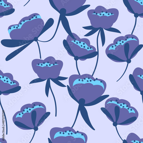 Seamless floral pattern in trendy veri peri colour
