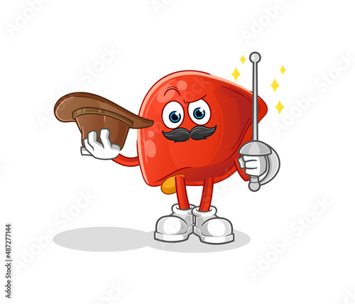 liver fencer character. cartoon mascot vector