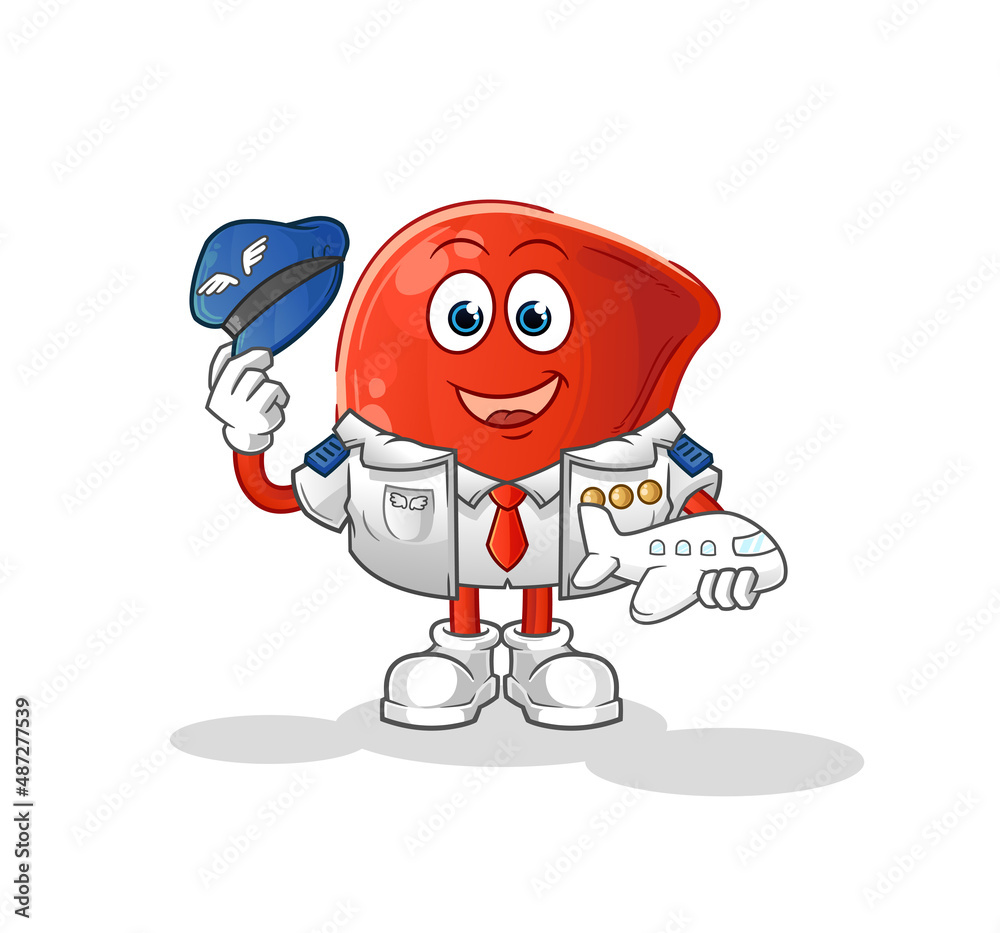 Obraz premium liver pilot mascot. cartoon vector