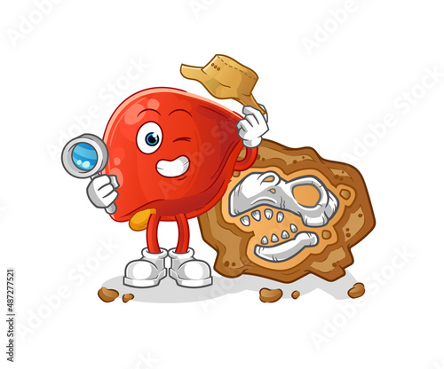 liver archaeologists with fossils mascot. cartoon vector