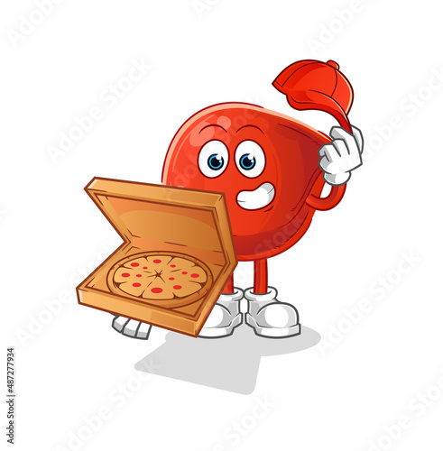 liver pizza delivery boy vector. cartoon character