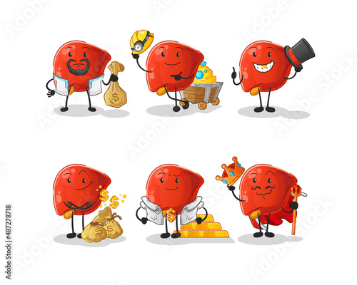 liver rich group character. cartoon mascot vector