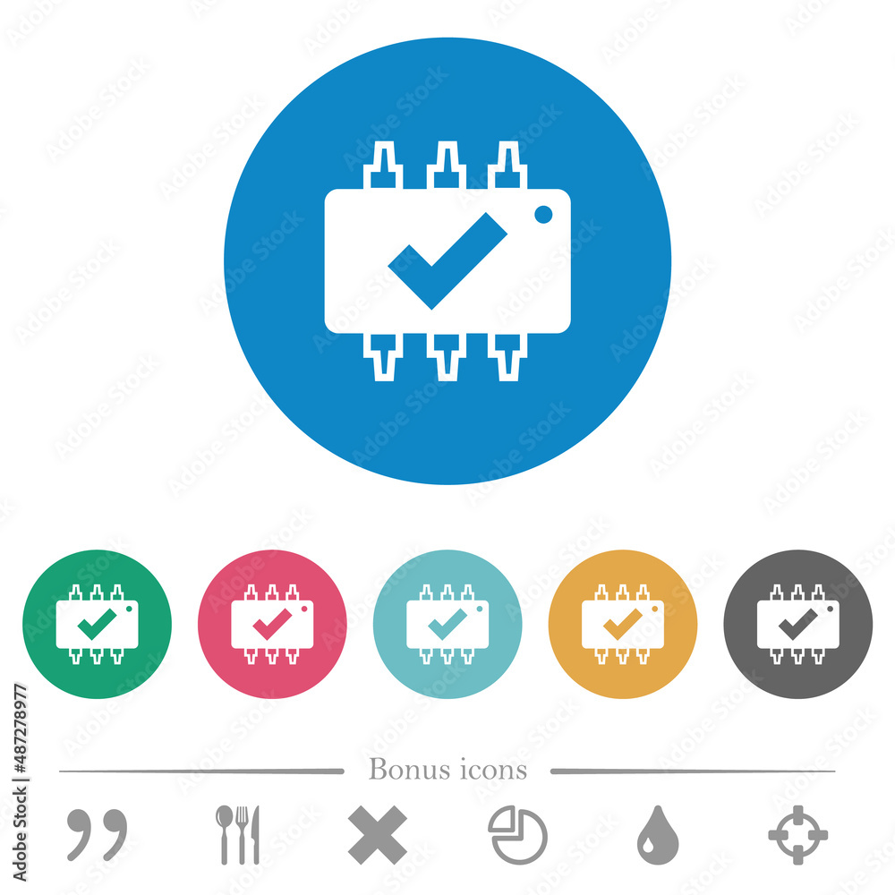 Hardware checked flat round icons Hardware checked flat round icons