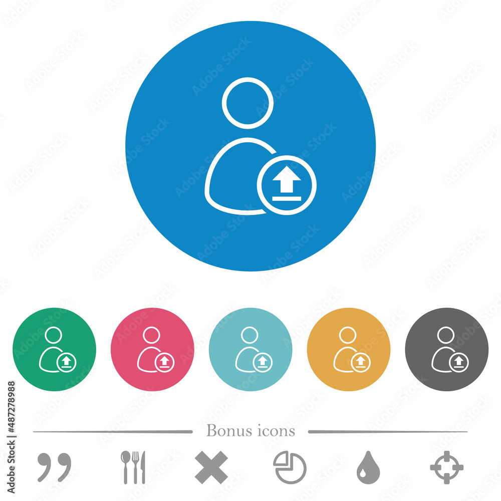 Upload user account flat round icons Upload user account flat round icons