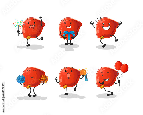 liver celebration set character. cartoon mascot vector