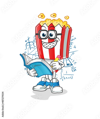 popcorn head cartoon geek. cartoon mascot vector