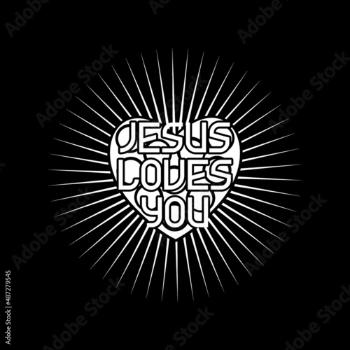 Jesus loves you religious message icon isolated on dark background