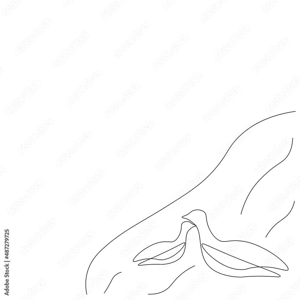 Birds silhouette line drawing vector illustration Birds silhouette line drawing vector illustration