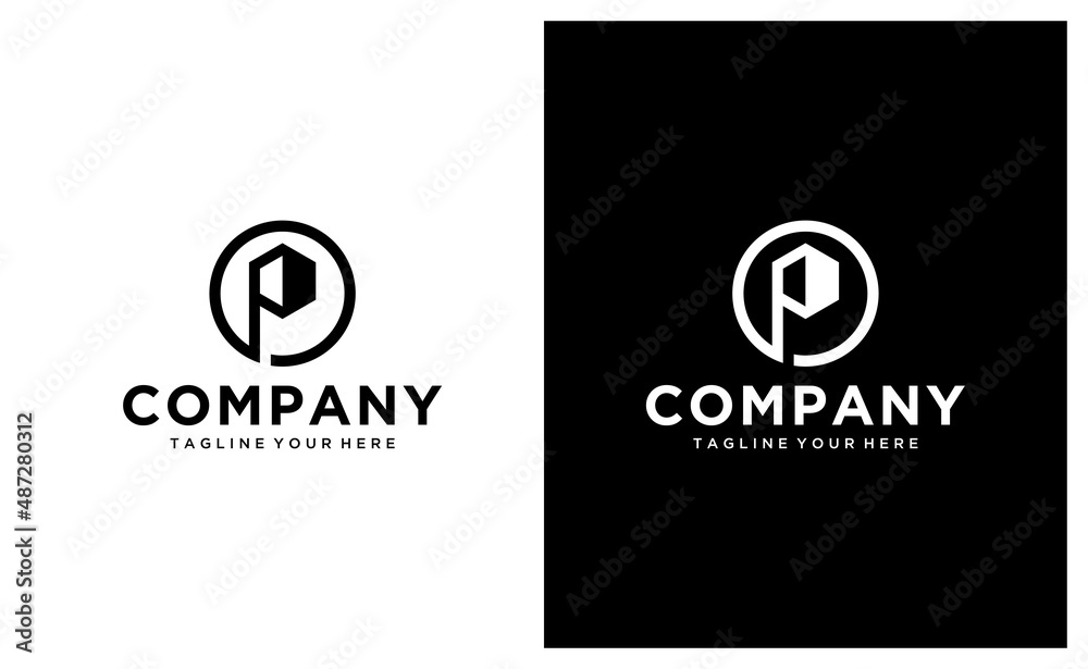 Building With Letter P Monogram Logo Design vector template. on a black and white background. Building With Letter P Monogram Logo Design vector template. on a black and white background.