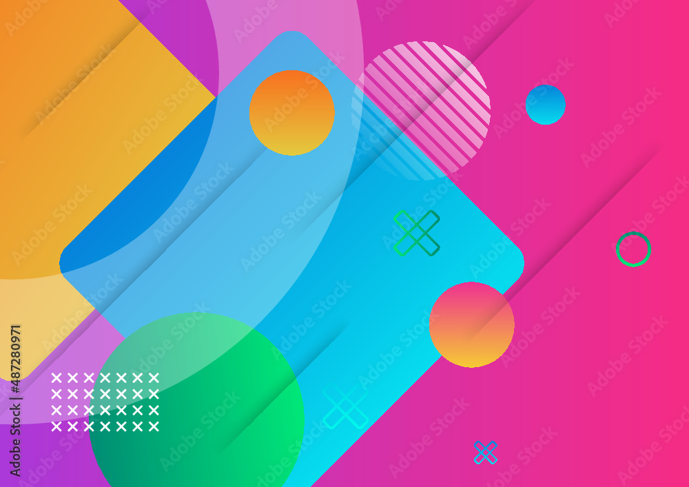 Landing page background template with colorful abstract geometric elements decoration