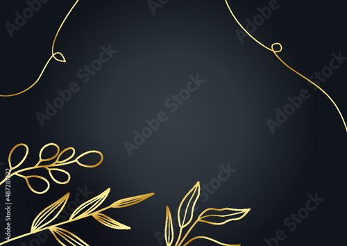 Black and gold abstract backgound with geometric elements 