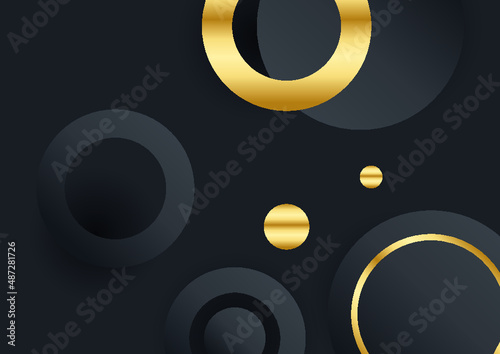 Black and gold abstract backgound with geometric elements 