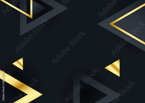 Black and gold abstract backgound with geometric elements 