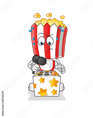 popcorn head cartoon play whack a mole mascot. cartoon vector