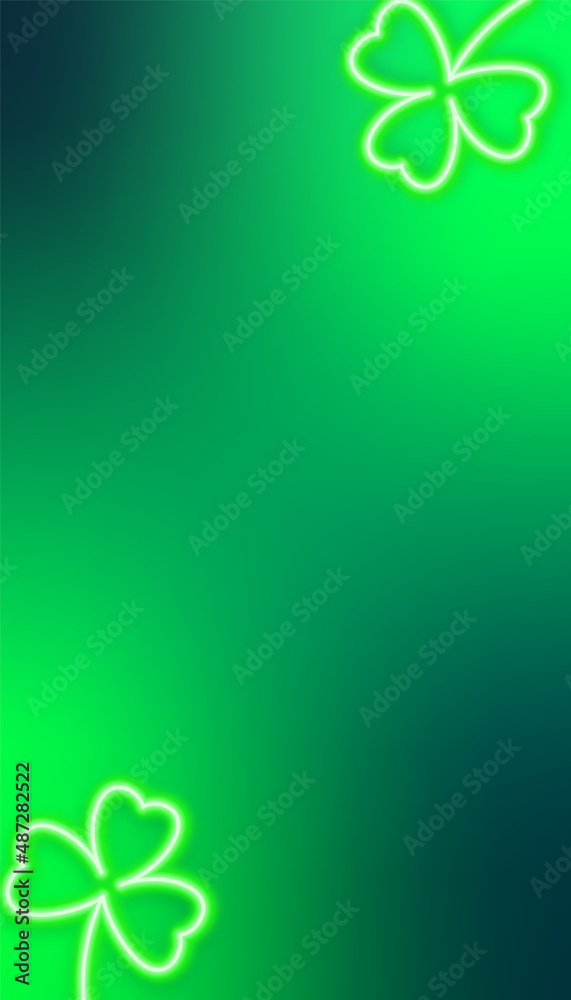 Trendy vertical design template for St. Patrick's Day. Minimalist vector banner with glowing neon shamrocks. Trendy vertical design template for St. Patrick's Day. Minimalist vector banner with glowing neon shamrocks.