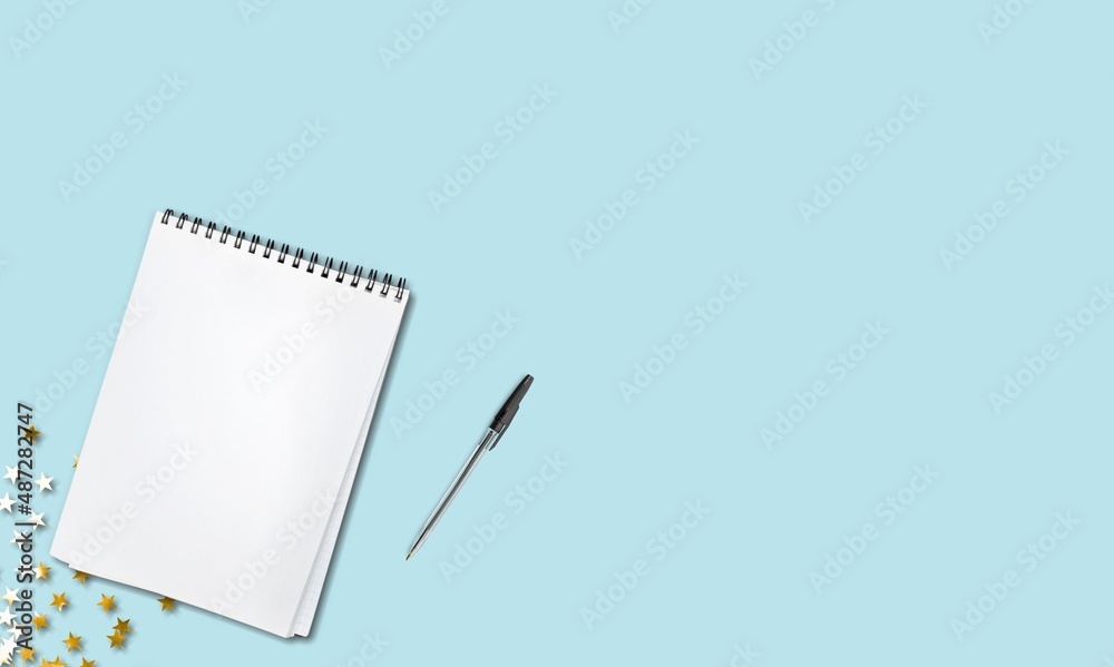 Empty notebook ready for New Year resolutions or wish list Empty notebook ready for New Year resolutions or wish list
