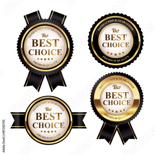 Collection The Best Choice of promotional labels in black and gold colors 