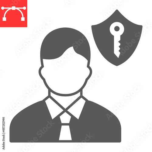 Car insurance agent glyph icon, protection and person, insurance agent vector icon, vector graphics, editable stroke solid sign, eps 10.