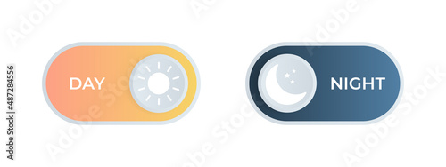 Night day mode switch. Concept for mobile app or website. Gradient on and off button. Vector illustration.
