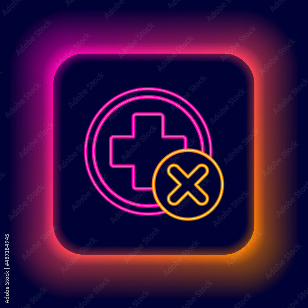 Glowing neon line Cross hospital medical icon isolated on black background. First aid. Diagnostics symbol. Medicine and pharmacy sign. Colorful outline concept. Vector Glowing neon line Cross hospital medical icon isolated on black background. First aid. Diagnostics symbol. Medicine and pharmacy sign. Colorful outline concept. Vector