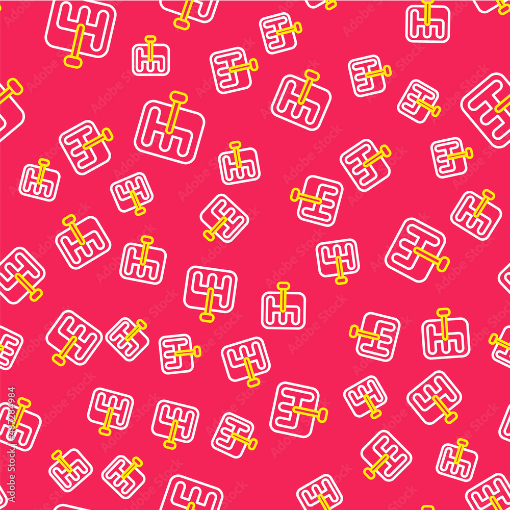 Line Gear shifter icon isolated seamless pattern on red background. Transmission icon. Vector Line Gear shifter icon isolated seamless pattern on red background. Transmission icon. Vector