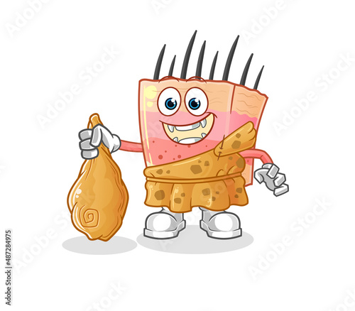 skin structure ancient cartoon. cartoon mascot vector