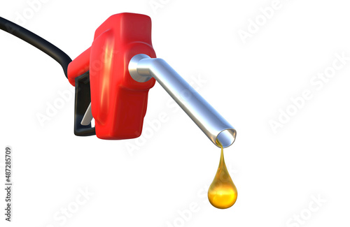 Gasoline pistol pump fuel nozzle on white background with clipping path, 3D rendering image.
