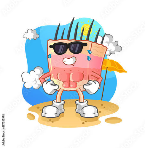 skin structure sunbathing in summer. character vector