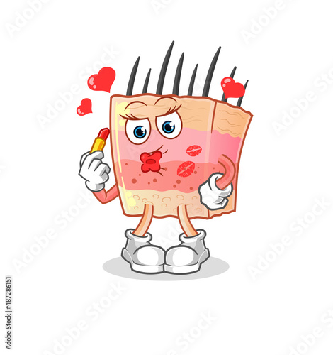 skin structure make up mascot. cartoon vector