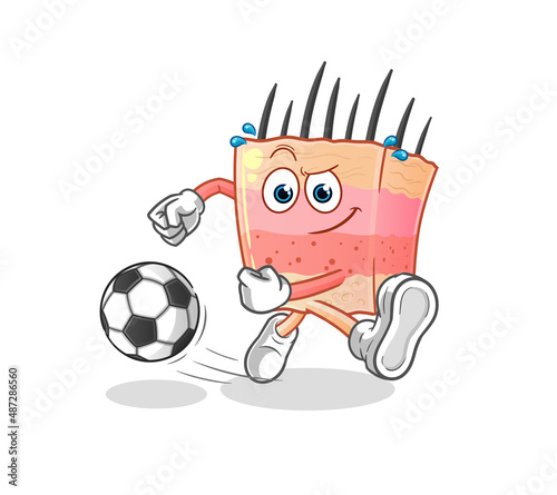 skin structure kicking the ball cartoon. cartoon mascot vector