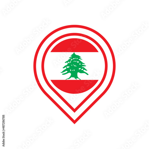 lebanon flag map pin icon. isolated on white background
