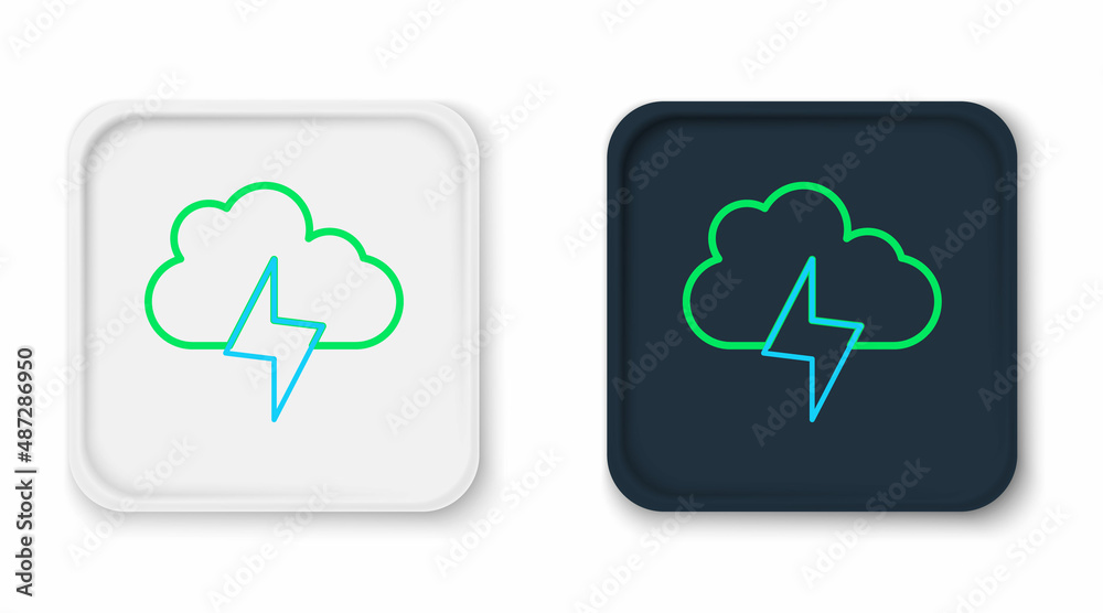 Line Storm icon isolated on white background. Cloud and lightning sign. Weather icon of storm. Colorful outline concept. Vector Line Storm icon isolated on white background. Cloud and lightning sign. Weather icon of storm. Colorful outline concept. Vector