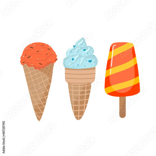 set of Beautiful ice cream vector illustration