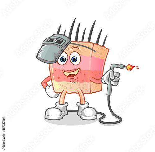 skin structure welder mascot. cartoon vector