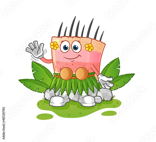 skin structure hawaiian waving character. cartoon mascot vector