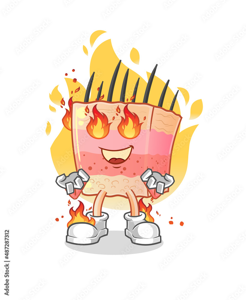 Fototapeta premium skin structure on fire mascot. cartoon vector