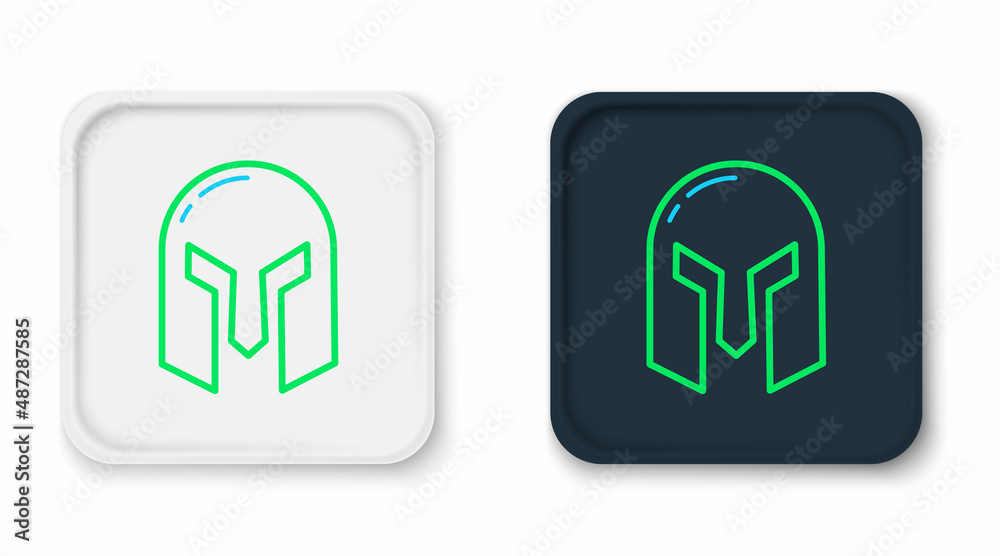 Line Medieval iron helmet for head protection icon isolated on white background. Colorful outline concept. Vector Line Medieval iron helmet for head protection icon isolated on white background. Colorful outline concept. Vector