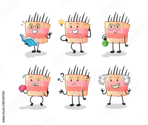 skin structure thinking group character. cartoon mascot vector