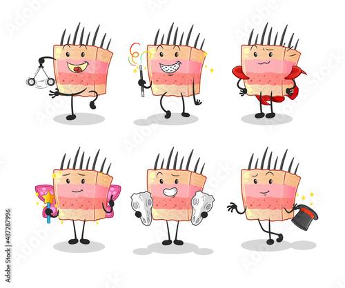 skin structure magic group character. cartoon mascot vector