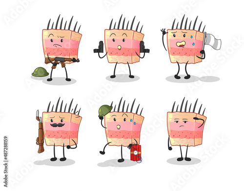 skin structure troops character. cartoon mascot vector