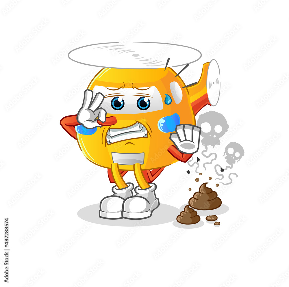 Obraz premium helicopter with stinky waste illustration. character vector